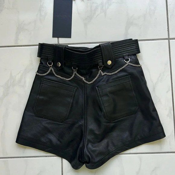 The Kooples Pleated Leather Shorts - Picture 10 of 11